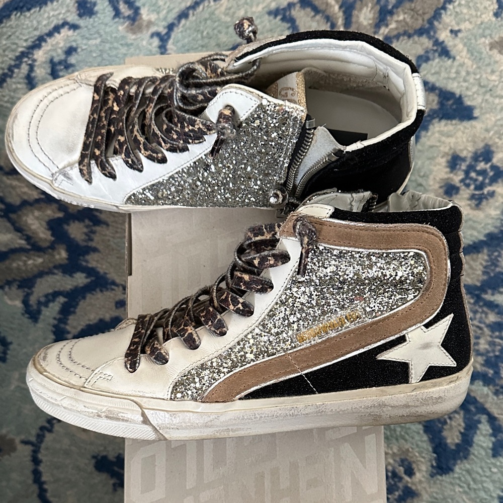 Golden Goose Slide size 37 Glitter High-Top Sneakers with Star Detail